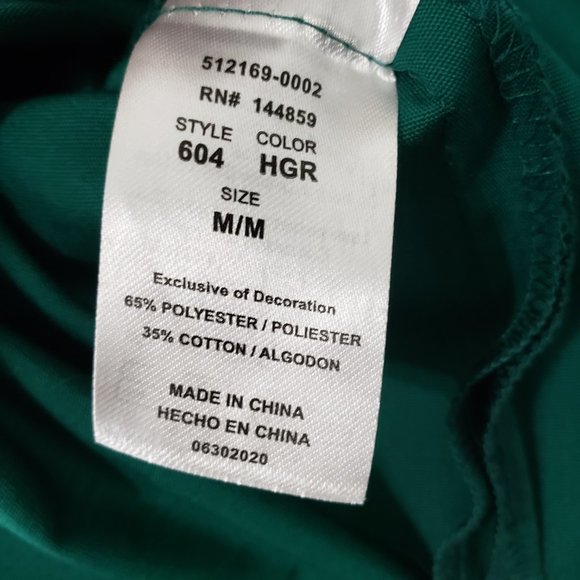 Adar Hunter Green Teal Blue Double Pocket Snap Front Scrub Top Bundle Medium - Picture 11 of 12